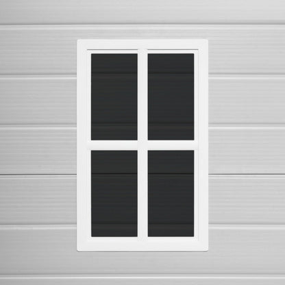 Wasabi - Caseta de Resina Jardín Unit 1.4 – Ventana Luz Natural - Suelo Incluido - Paneles 12mm de Espesor - Gris Blanco - Cobertizo PVC Almacenaje Exterior - 1,37m2 - Techo Plano