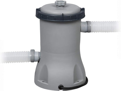 BESTWAY - Piscina Desmontable Tubular Power Steel 427x250x100 cm Depuradora Cartucho 2.006 l/h Escalera y Cobertor Diseño Rattan