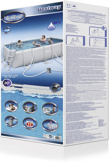 BESTWAY 56456 - Piscina Desmontable Tubular Power Steel, Depuradora de cartucho de 2.006 litros/hora, 412x201x122 cm