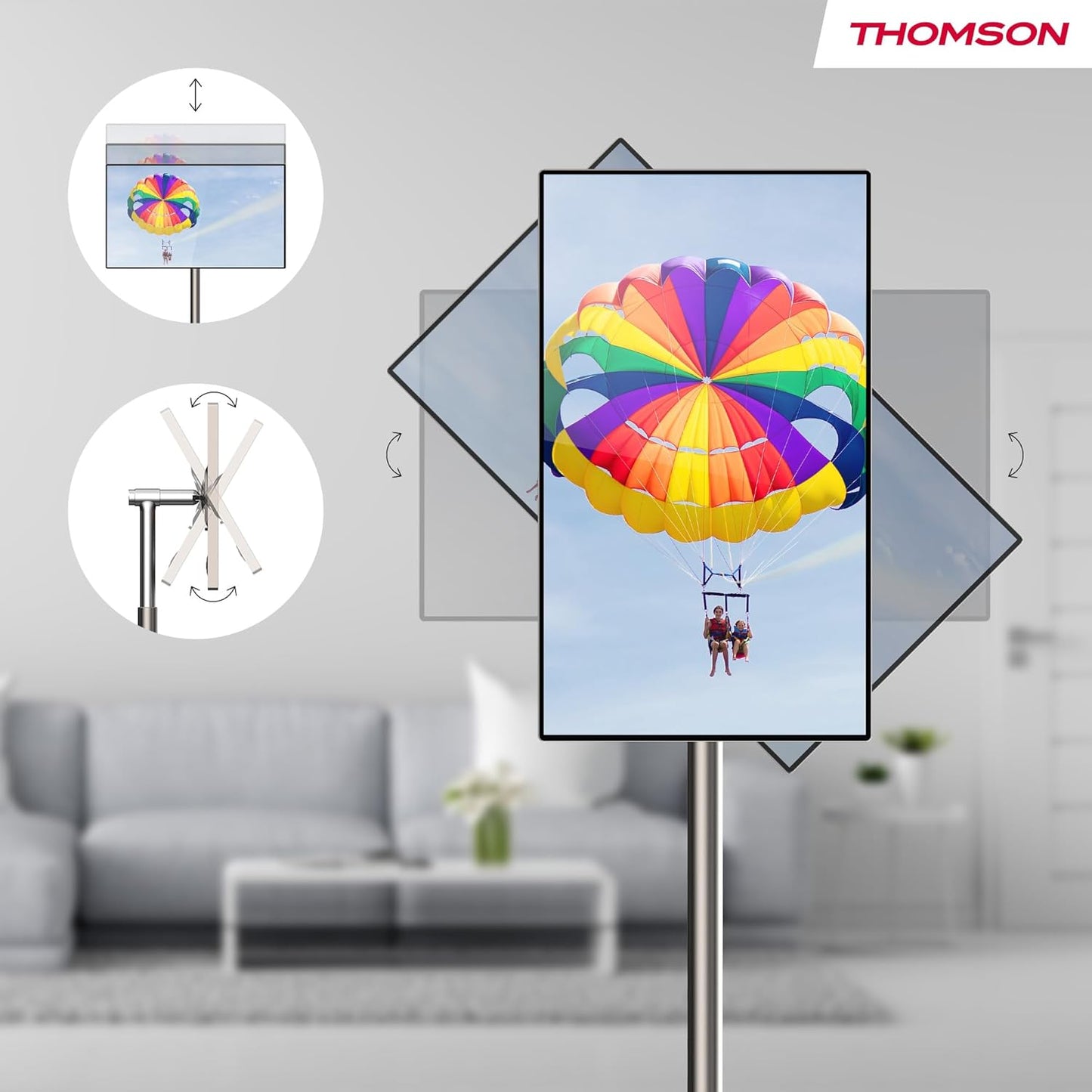 THOMSON 32 Pulgadas (81 cm) Go Plus, Android 4K UHD Portátil – Pantalla Táctil WiFi Bluetooth Control por Voz, Punto de Acceso, 4 Horas de Batería, Inclinable y Regulable en Altura