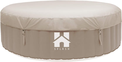 Home Deluxe - Bañera de hidromasaje Exterior - Splash - Color: Beige - ⌀ 208 cm, Altura 65 cm, 130 chorros de Aire - Incl. Cubierta, Juego de reparación, Juego de filtros I Bañera de hidromasaje