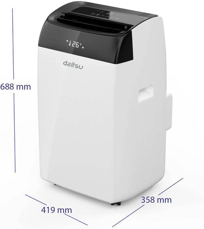 Daitsu - Aire Acondicionado Portátil Frío,Calor, Deshumidificador y Ventilador | 4 en 1 | Alisios Premium APD12FCX | Compacto y Silencioso | Mando a Distancia | Para Hogar u Oficina hasta 30 m²