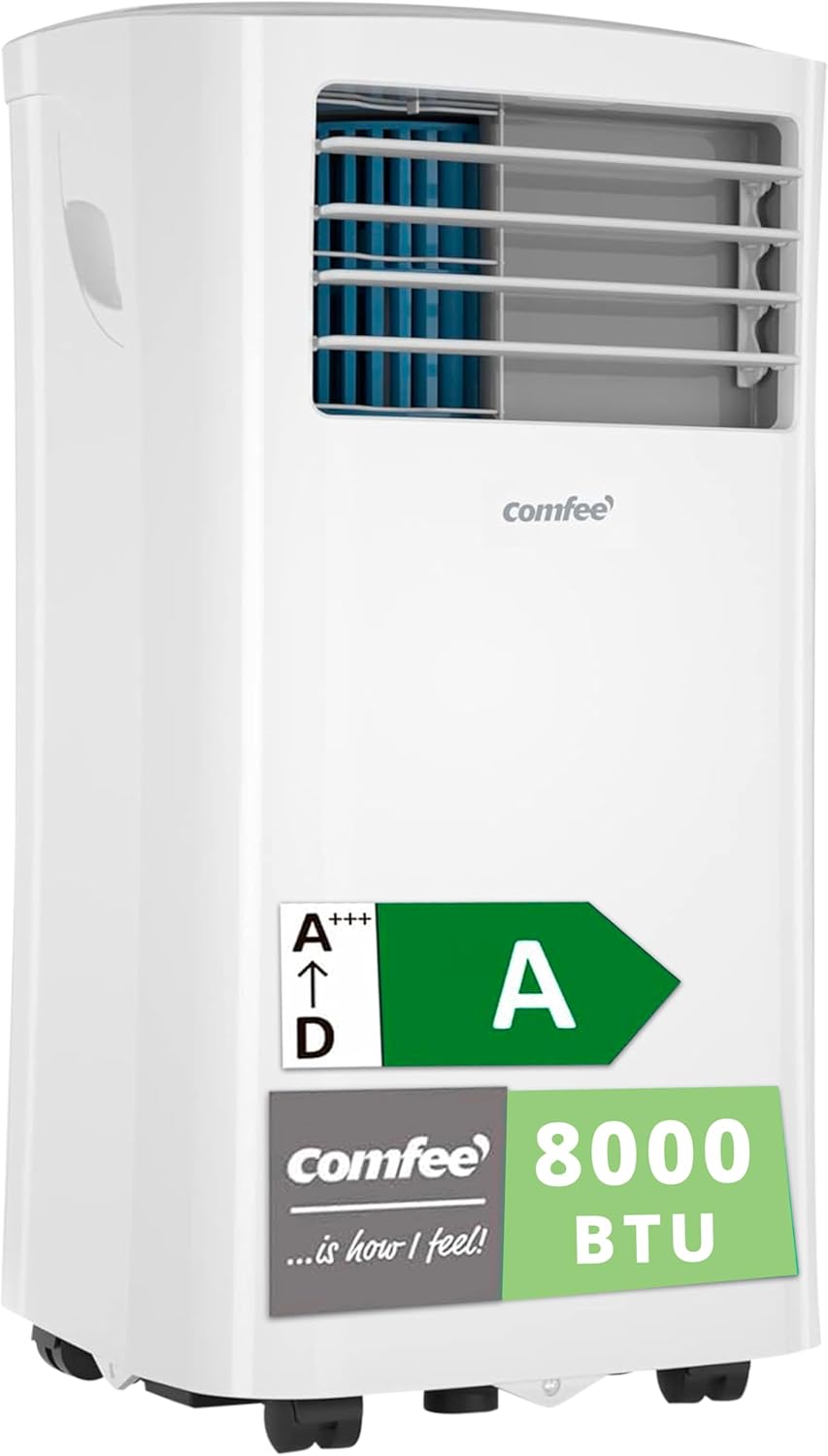 COMFEE Pingüino Aire Acondicionado Portátil 8000 BTU / 2000 Frigorías – Climatizador sin unidad exterior – Enfriador Silencioso Bajo Consumo con Kit de Ventana | 3x1 Refrigera, Ventila y Deshumidifica