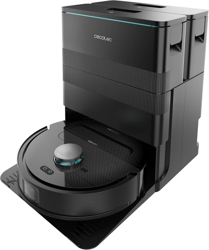Cecotec Robot Aspirador y Friegasuelos con Base de Autovaciado y App Conga X50 X-Treme. Navegación Láser, Mapeo Interactivo, 15000Pa, Autonomía 240mins, Mopas Elevables, Base con 3 Depósitos