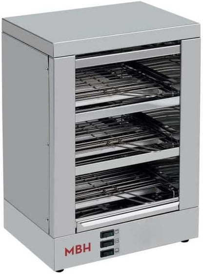 MBH - Tostadora profesional 3 pisos INOX eléctrica sin temporizador para HOSTELERÍA. Horno tostador de pan industrial para bar y restaurante.