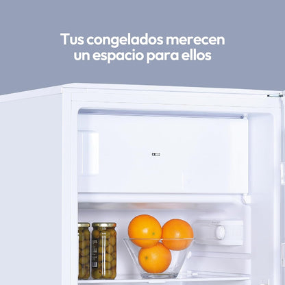 Candy CCTOS 544WHN Frigorífico Mini con Congelador, Bajo Encimera, 40DB, Capacidad 109L, Cajón Verdulero, Temperatura Regulable, Luz LED, Puerta Reversible, Alto 85cm, Blanco