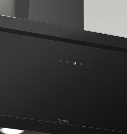 Candy CDG6CBP8B, Campana Decorativa 60 CM, 4 Niveles de Potencia, 611 M3/H, Control táctil, Filtros de Aluminio Antigrasas y Filtros de Carbono Incluidos, Iluminación LED, 62DB, Negro