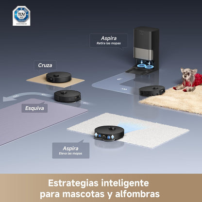 DREAME L40s Pro Ultra Aspiradora Robot, 19.000 Pa, Cepillo Doble HyperStream, Acceso a Altura de 4 cm, Cepillo Lateral Extensible y Elevable, Limpieza con Mopa de Agua Tibia a 75 °C, Autolimpieza 3.0