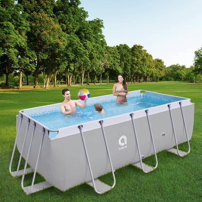 Avenli Suelo Piscina Rectangular con Estructura, 2343 Liters, Gris, 400 x 207 x 122 cm