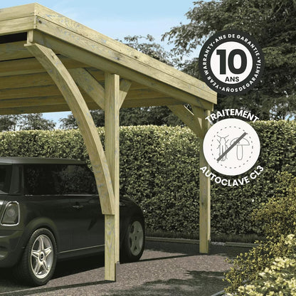 Forest Style - Cochera Doble Victor Modern 30,9 m² (6,02 x 5,11 x 2,52 m) – Madera de Pino Tratada – Techo de Policarbonato – Aparcamiento Cubierto para 2 Coches – Estructura Robusta y Duradera