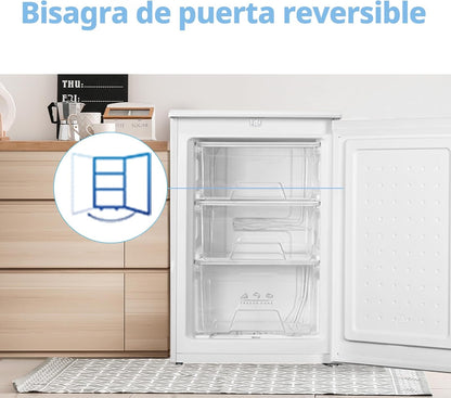 COMFEE' RCU83WH3EU(E) Congelador vertical independiente 88 Litros, 3 cajones, Congelador de gran capacidad, Termostato ajustable, Puerta reversible, Blanco